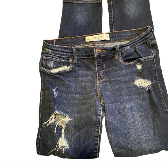 Y2K Abercrombie & Fitch The A&F Skinny Jeans Distressed Med Wash Size 6R - Picture 5 of 5
